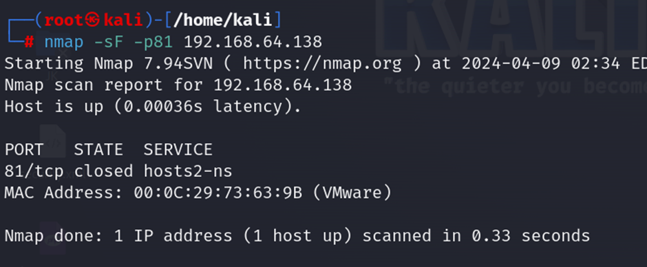 nmap -sF target_ip