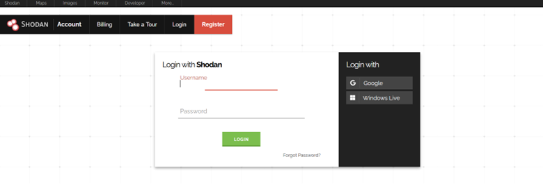 account at Shodan